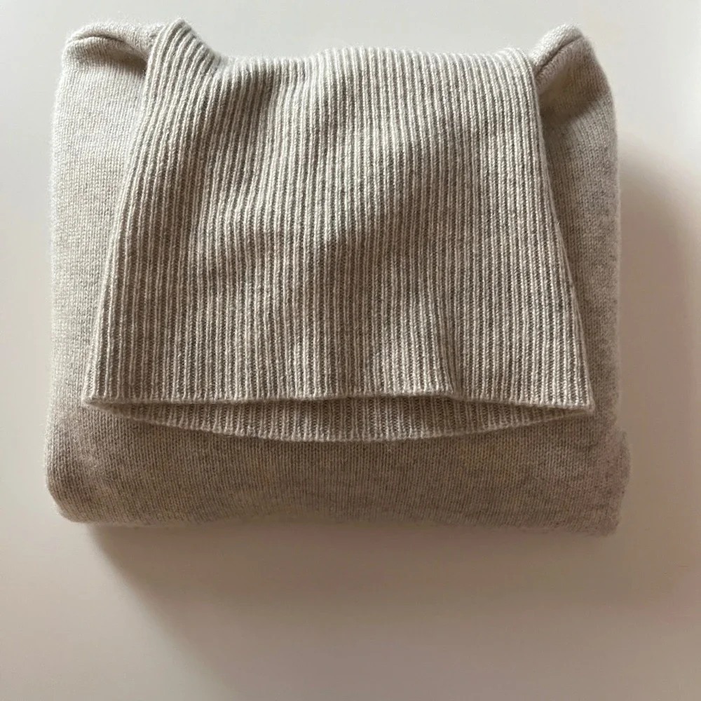 Oats Cashmere by Debra Hayburn Women's Cream Cable Knit Turtleneck Sweater M New